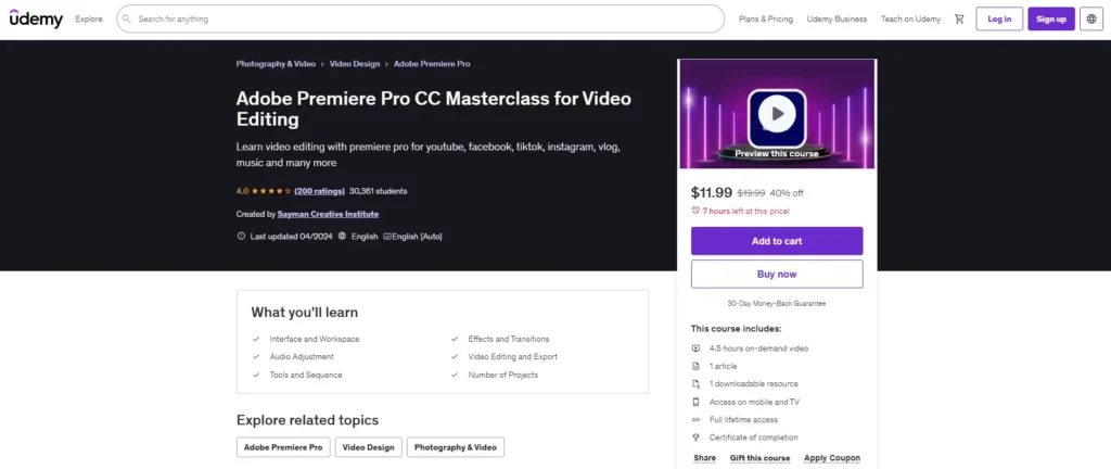 Adobe Premiere Pro CC Masterclass (Udemy)