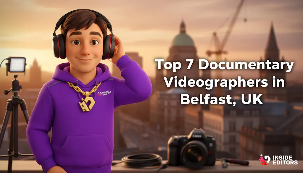 A professional Documentary Videographers in Belfast, UK setting up a camera for an interview in a historic building.
