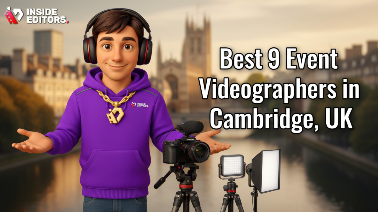 A professional camera operator filming an outdoor event near historic university buildings, representing the Best 9 Event Videographers in Cambridge, UK.