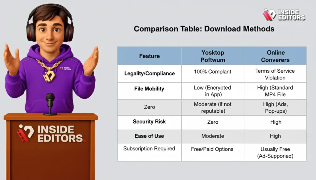 Comparison Table Download Methods
