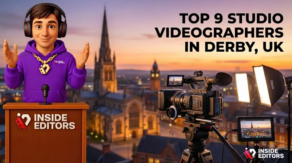 A professional studio setup with lighting and camera equipment used by Studio Videographers in Derby, UK