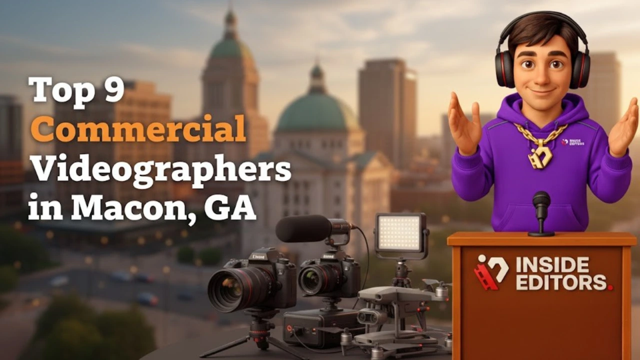 A professional camera crew filming a corporate interview, highlighting Commercial Videographers in Macon, GA