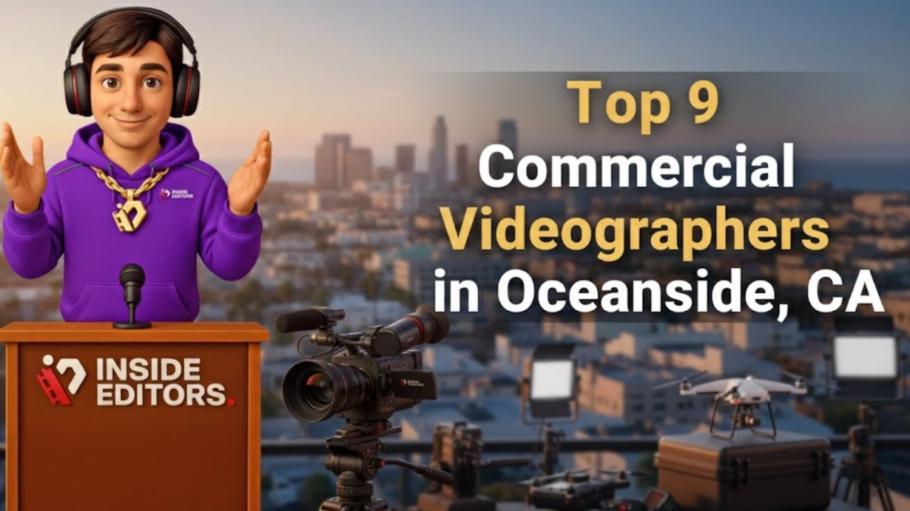 A professional videographer filming a local business commercial in Oceanside, CA