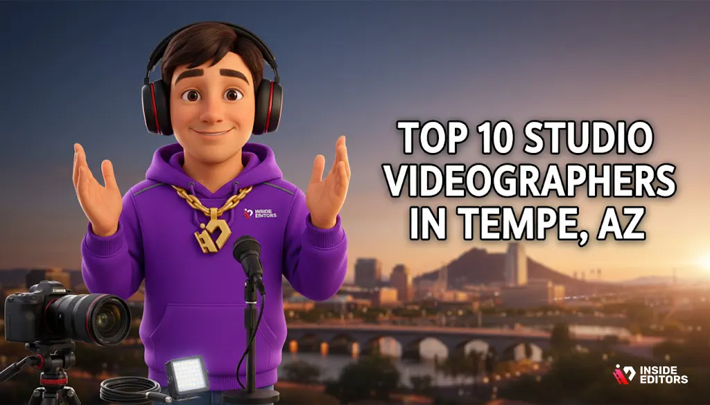 Professional Studio Videographers in Tempe, AZ setting up a commercial shoot