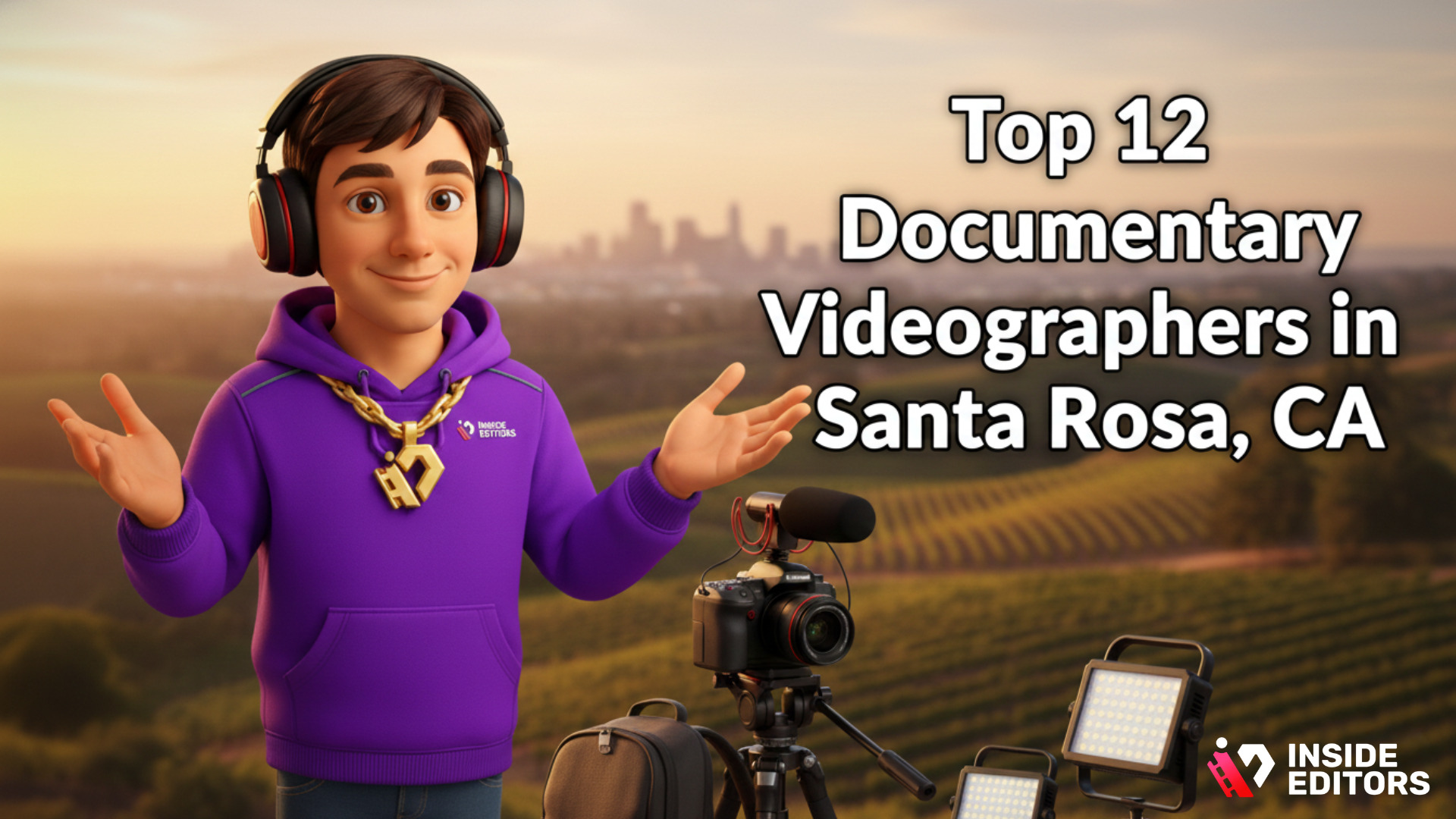 A camera operator filming an interview in Sonoma County, highlighting the Top 12 Documentary Videographers in Santa Rosa, CA.