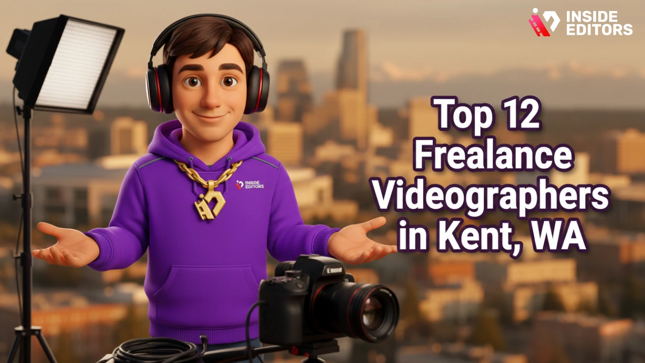 A professional camera setup overlooking the Kent, WA skyline, highlighting Top 12 Freelance Videographers in Kent, WA expertise.