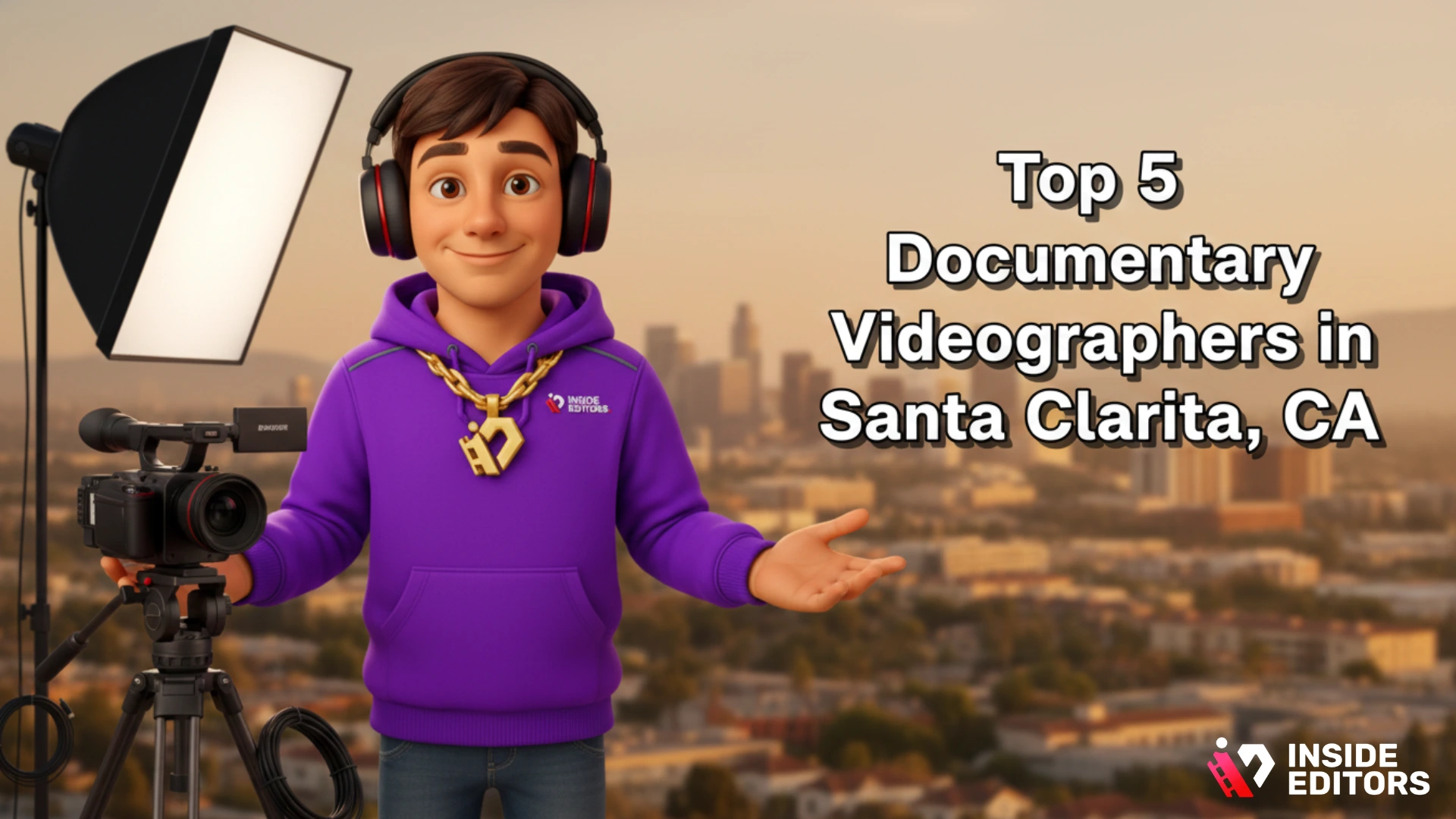 A camera crew filming a subject outdoors in Santa Clarita, CA, highlighting the Top 5 Documentary Videographers in Santa Clarita, CA.