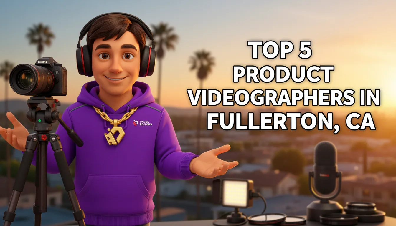 Professional Product Videographers in Fullerton, CA setting up studio lighting for a commercial shoot