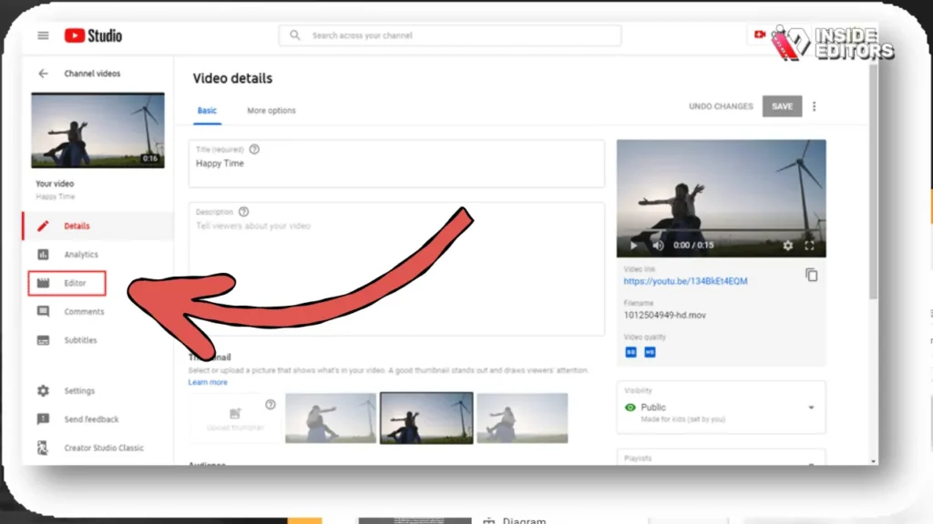 Trim YouTube Video Using the YouTube Studio Editor