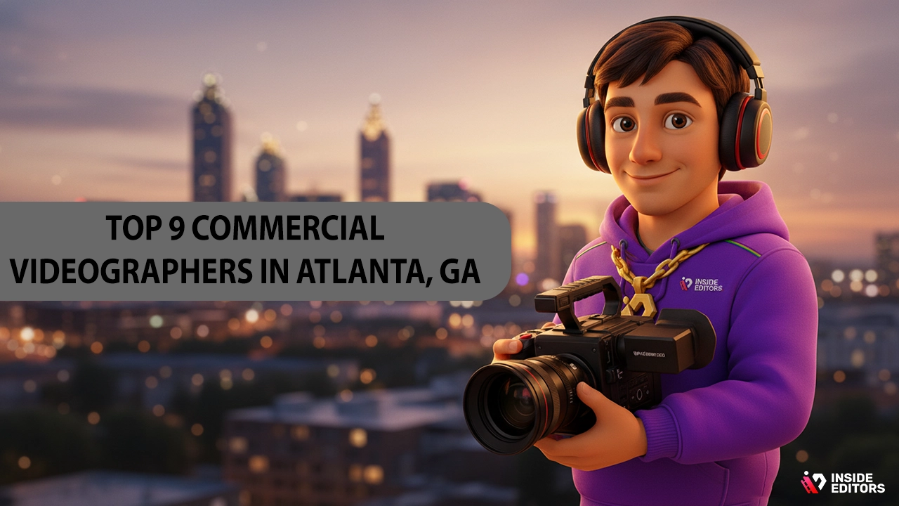 A professional camera crew filming a commercial in downtown Atlanta, GA, highlighting Commercial Videographers in Atlanta, GA expertise.