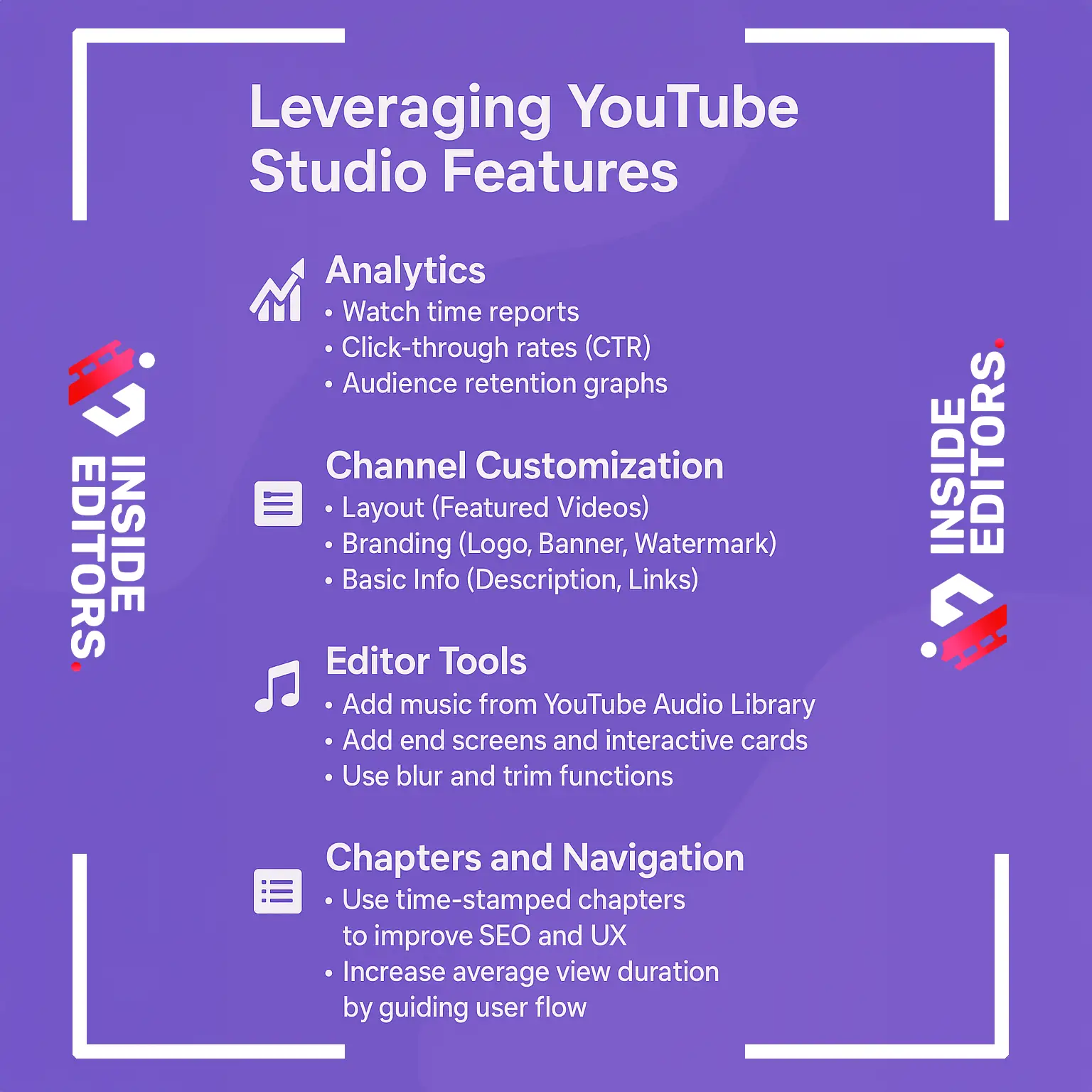 Thumbnail image showcasing leveraging YouTube Studio features by Inside Editors
