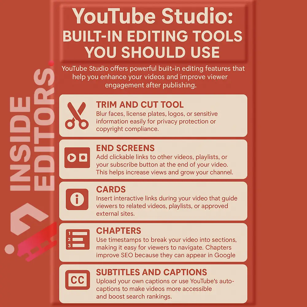 Thumbnail image showcasing YouTube Studio’s built-in editing tools by Inside Editors