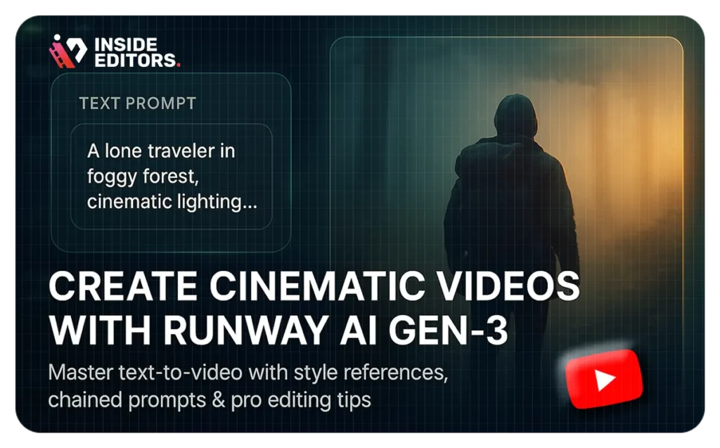 Thumbnail image representing Runway ML AI cinematic video generation by Inside Editors