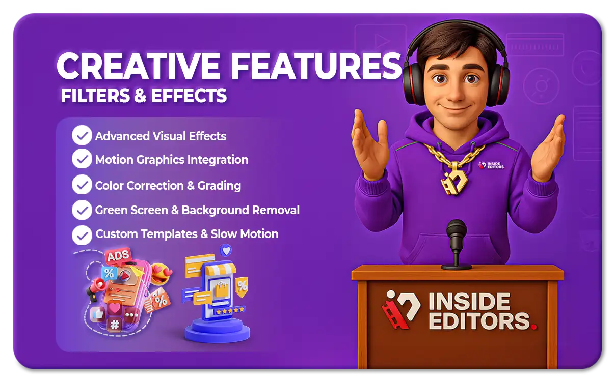 Beauty Video Editing Services Creative Features, Filters & Effects